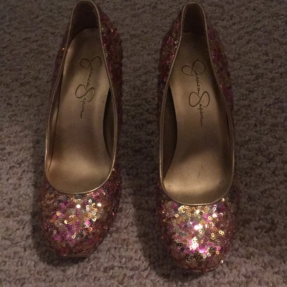 Jessica Simpson sequin heels
